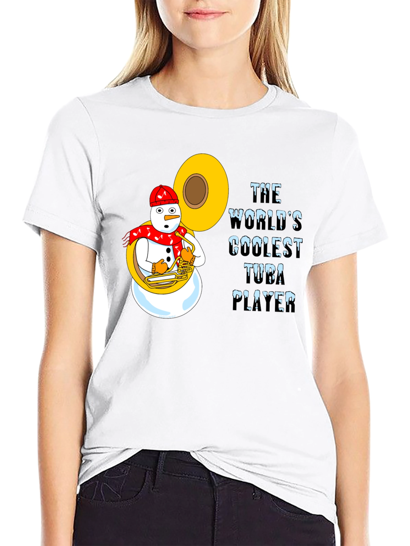 Coolest Tuba Player Snowman Graphic Tee