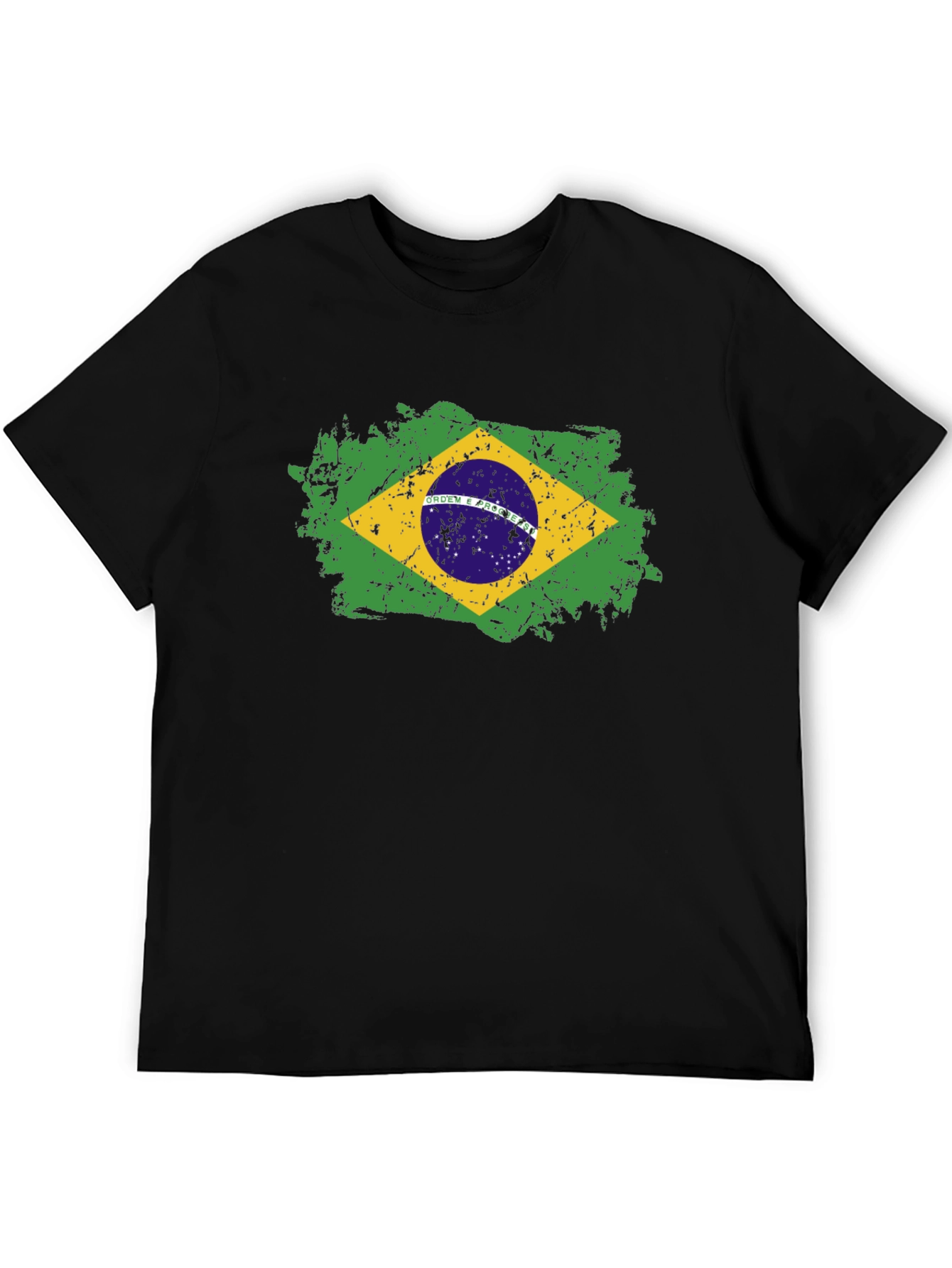 Brazil Flag Graphic T-Shirt - Black Crew Neck Tee