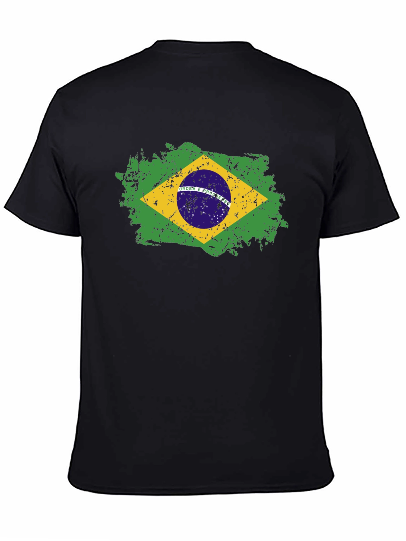 Brazil Flag Graphic T-Shirt - Black Crew Neck Tee