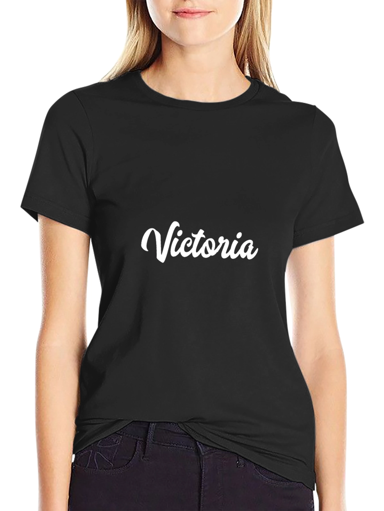 Victoria Custom Name Black T-Shirt