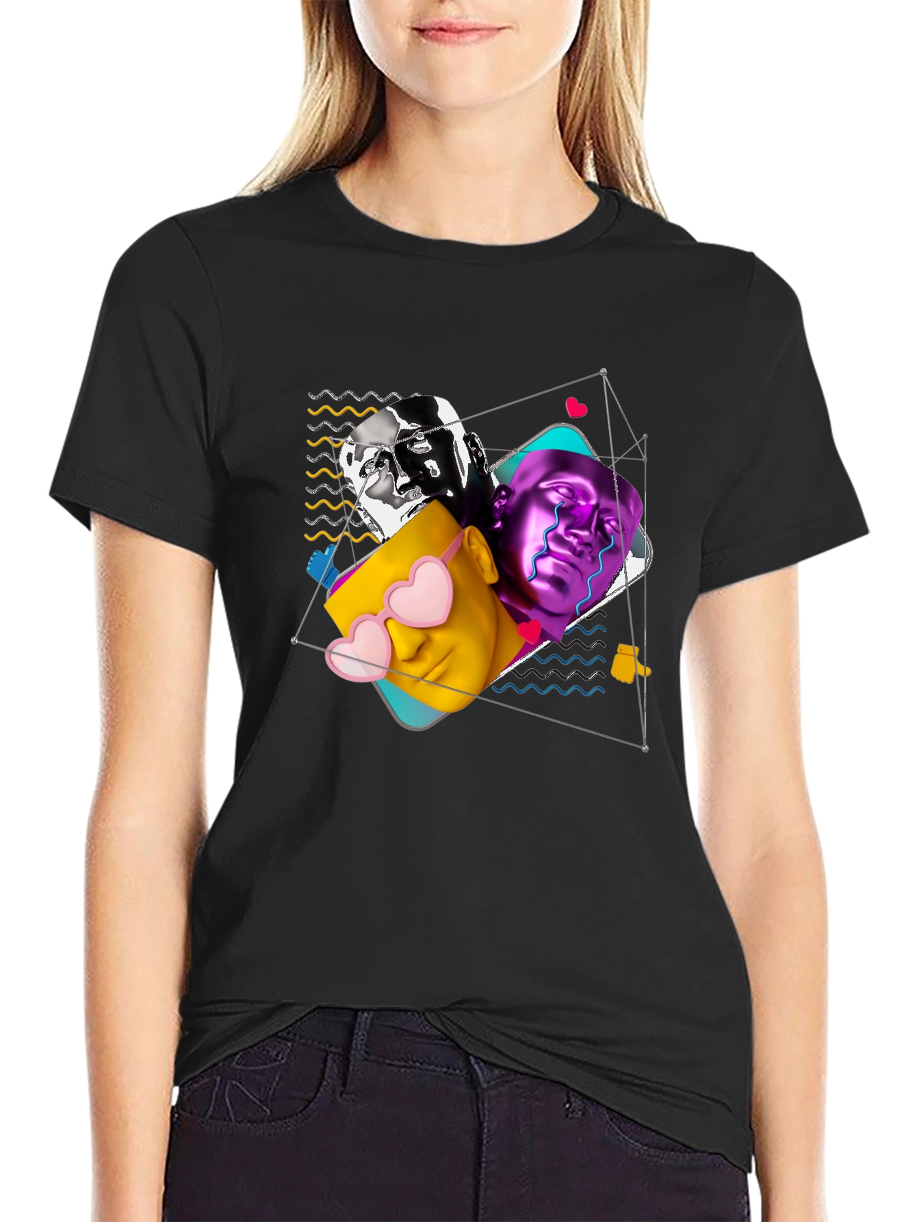 Abstract Art Printed Black T-Shirt
