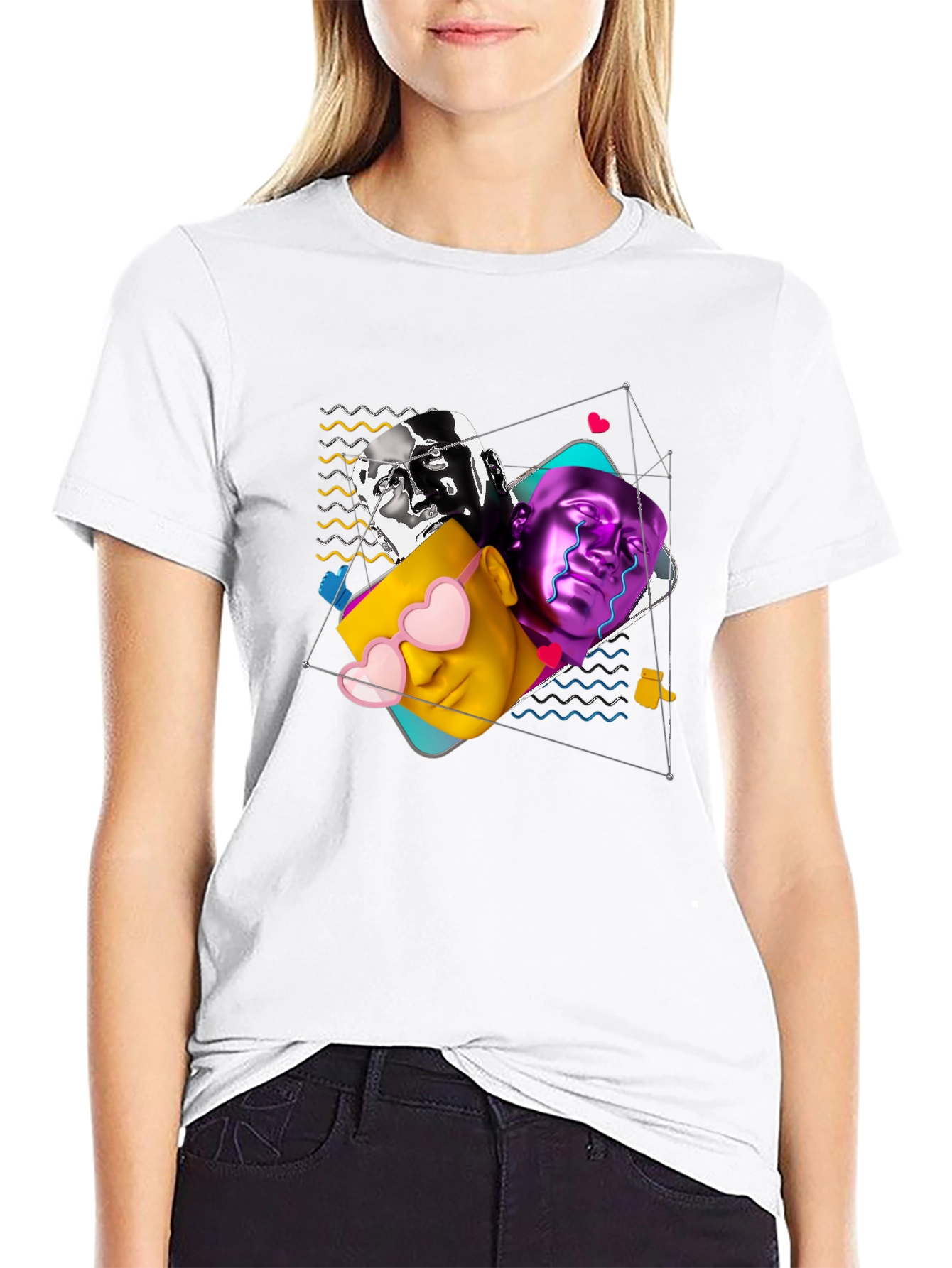 Abstract Art Printed Black T-Shirt
