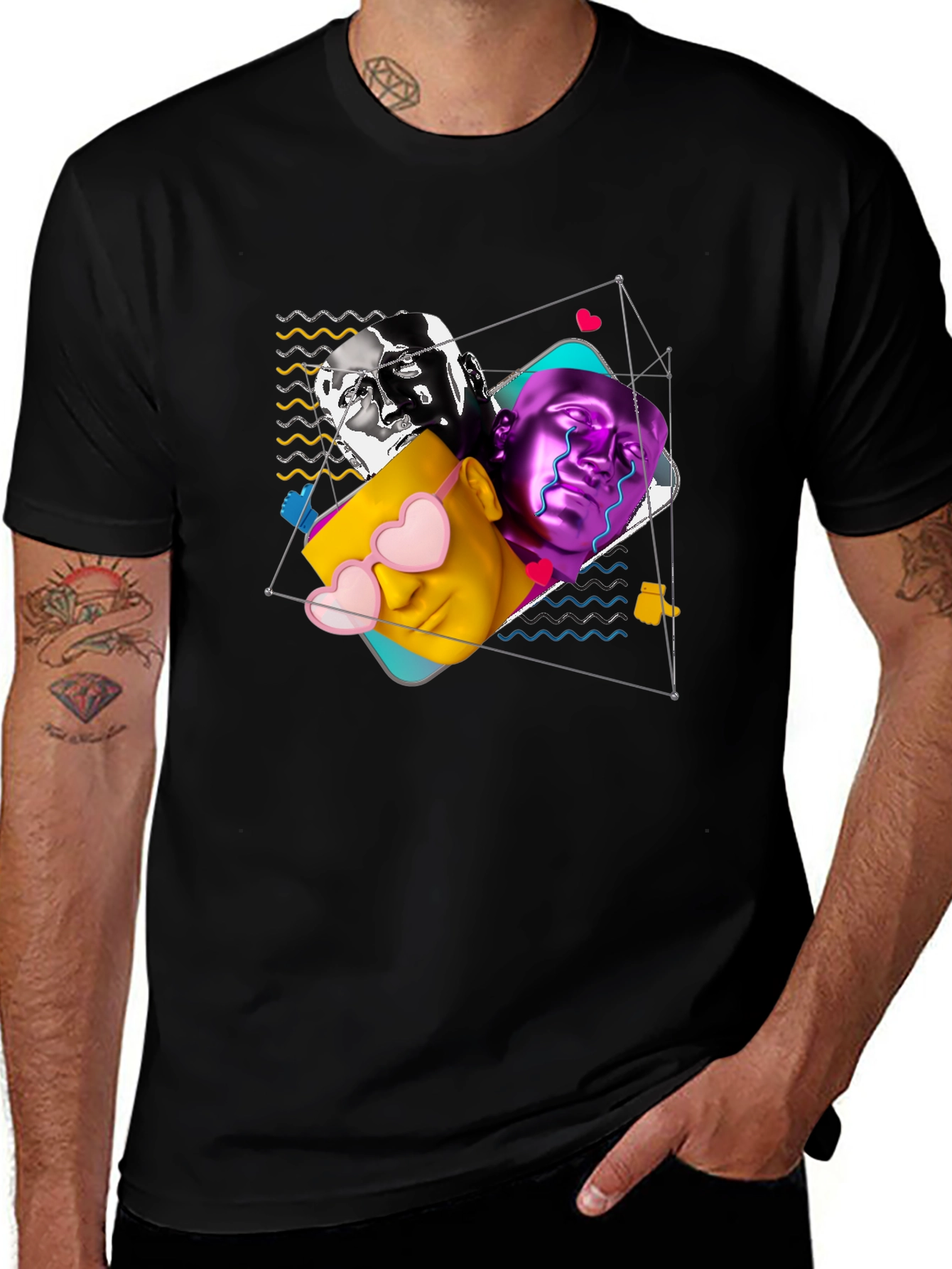 Abstract Art Printed Black T-Shirt