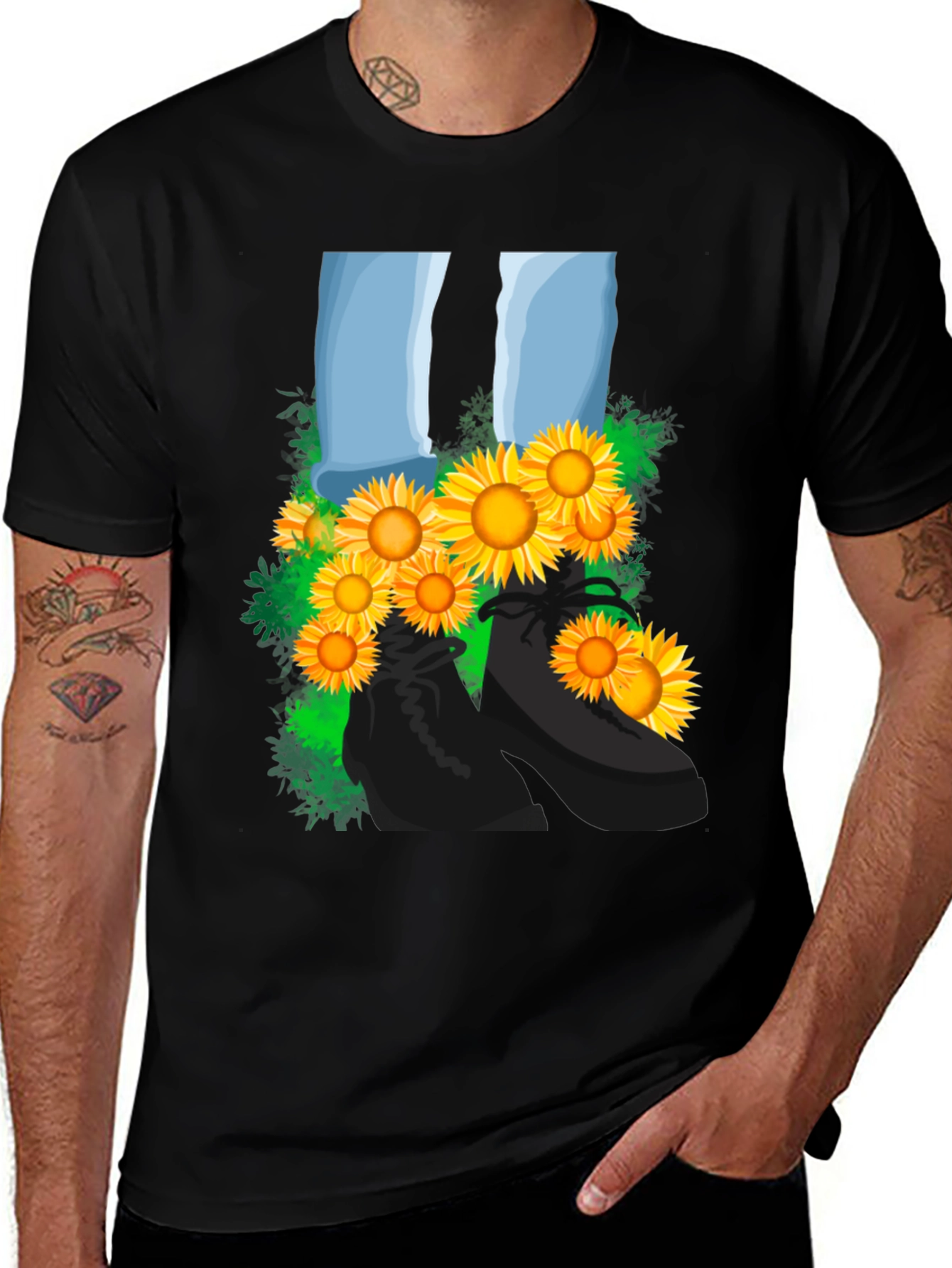 Sunflower Boots Graphic Tee - Stylish Mens T-Shirt