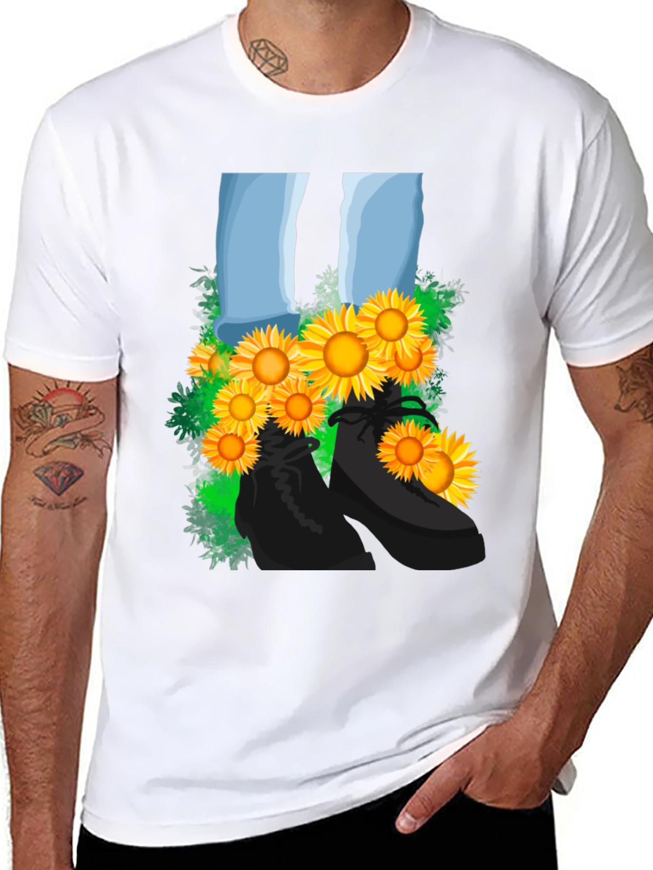 Sunflower Boots Graphic Tee - Stylish Mens T-Shirt
