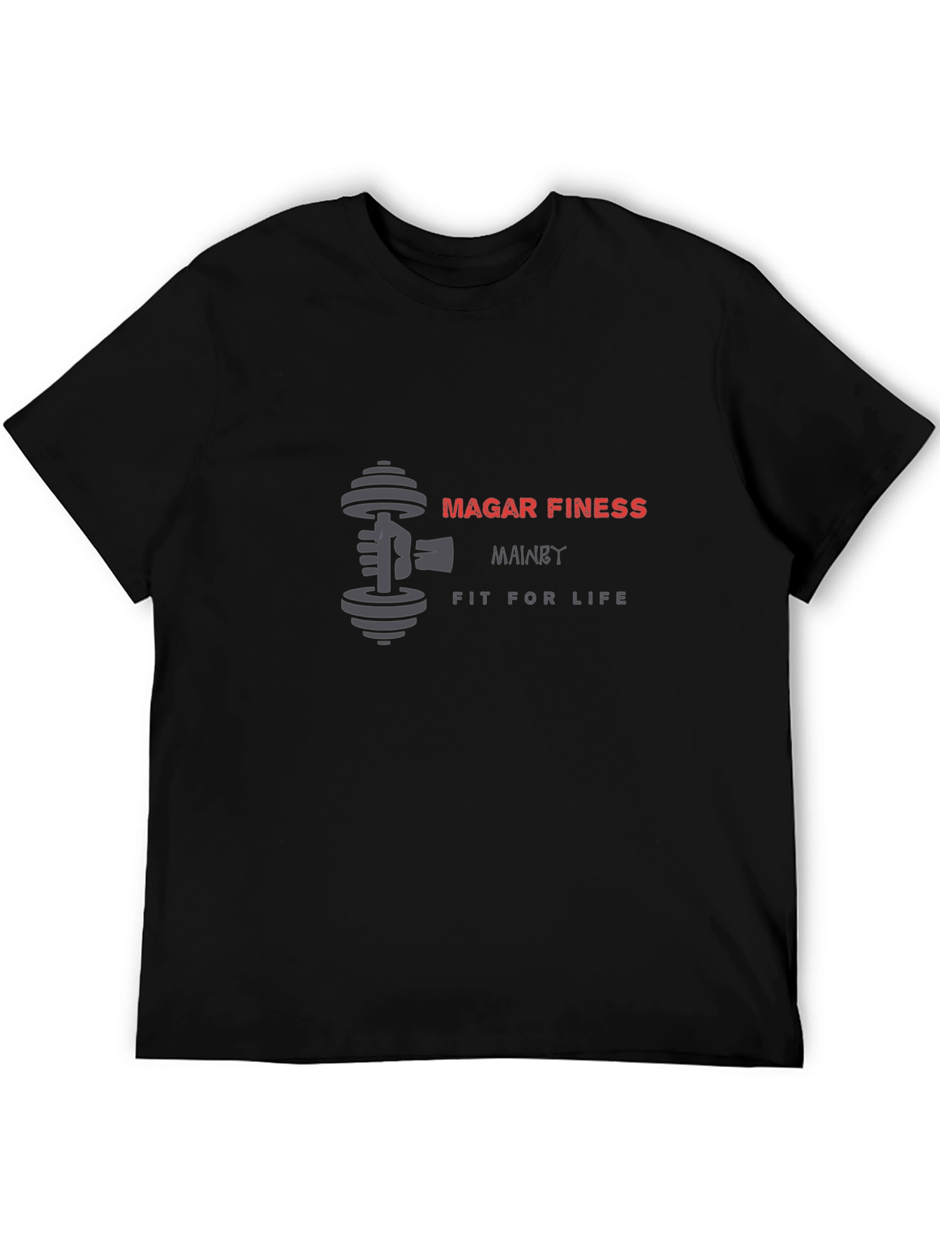 Mens Black Fitness Graphic T-Shirt