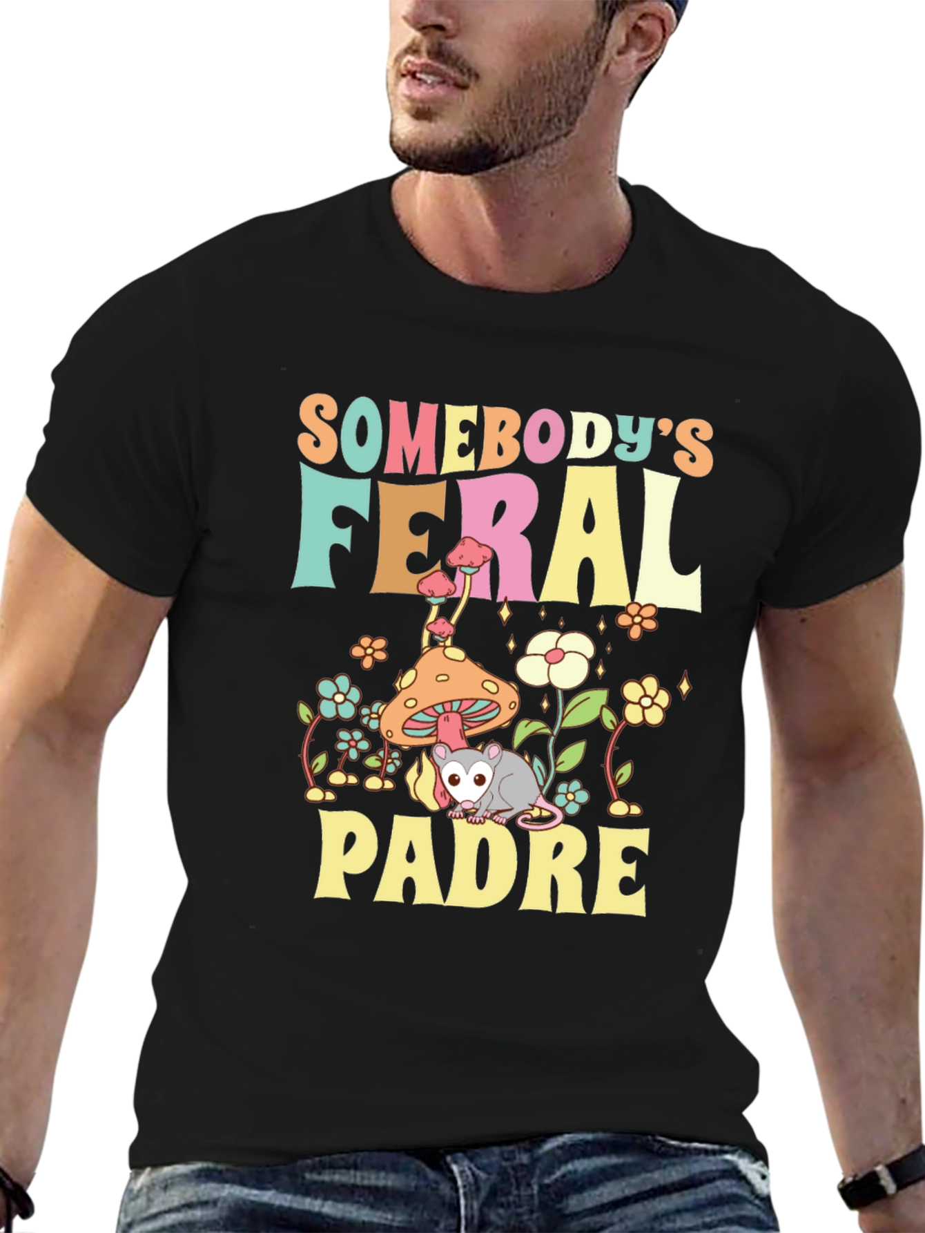 Feral Padre Graphic Tee - Quirky Possum T-Shirt