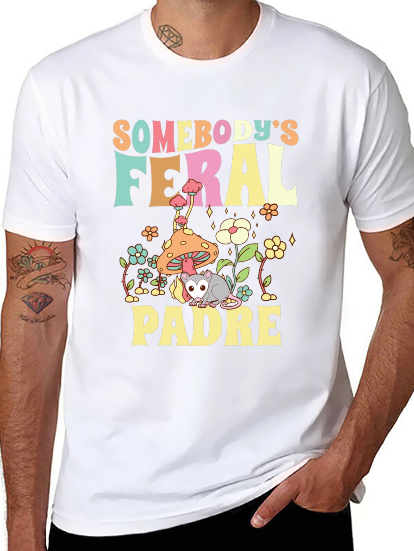 Feral Padre Graphic Tee - Quirky Possum T-Shirt