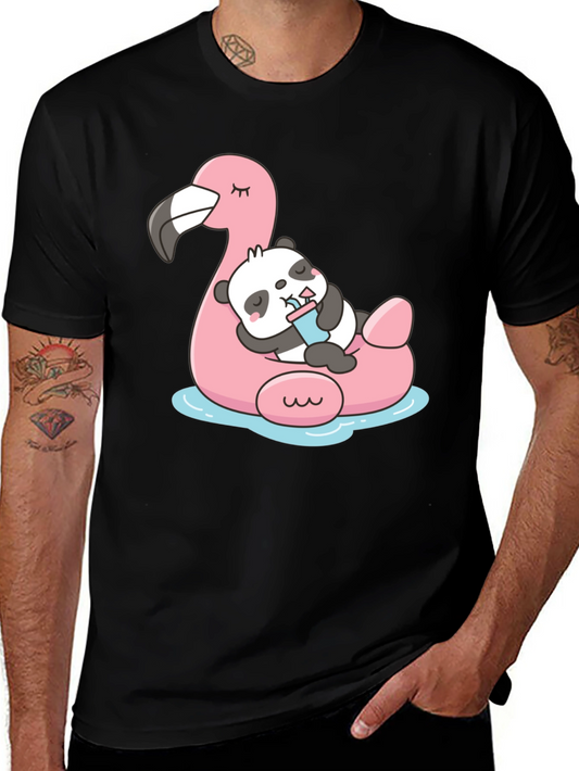 Cute Panda Flamingo Pool Float T-Shirt