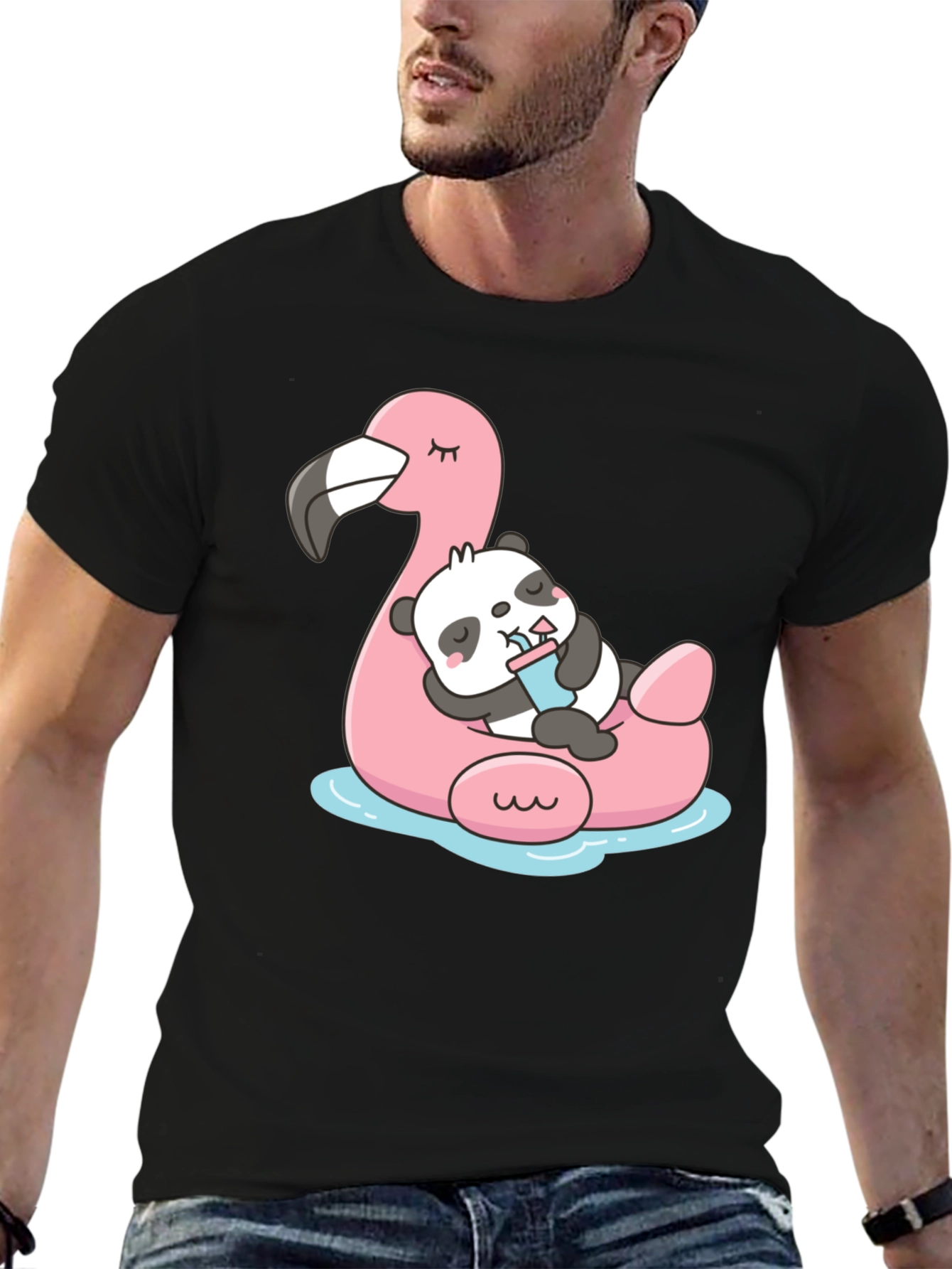 Cute Panda Flamingo Pool Float T-Shirt