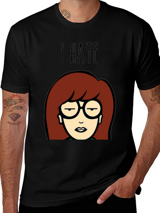 I Hate Daria Cartoon Graphic Tee - Black