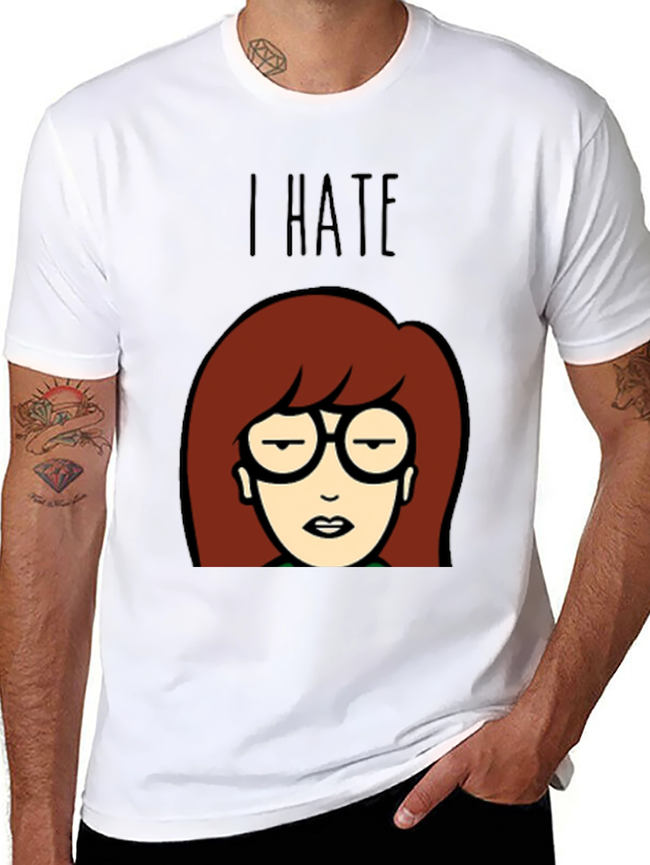 I Hate Daria Cartoon Graphic Tee - Black