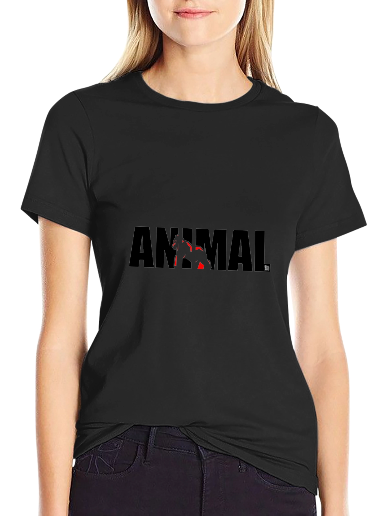 Animal Graphic Print Tee - Black