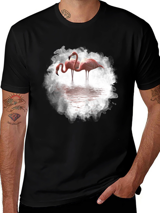 Flamingo Graphic Print Black T-Shirt
