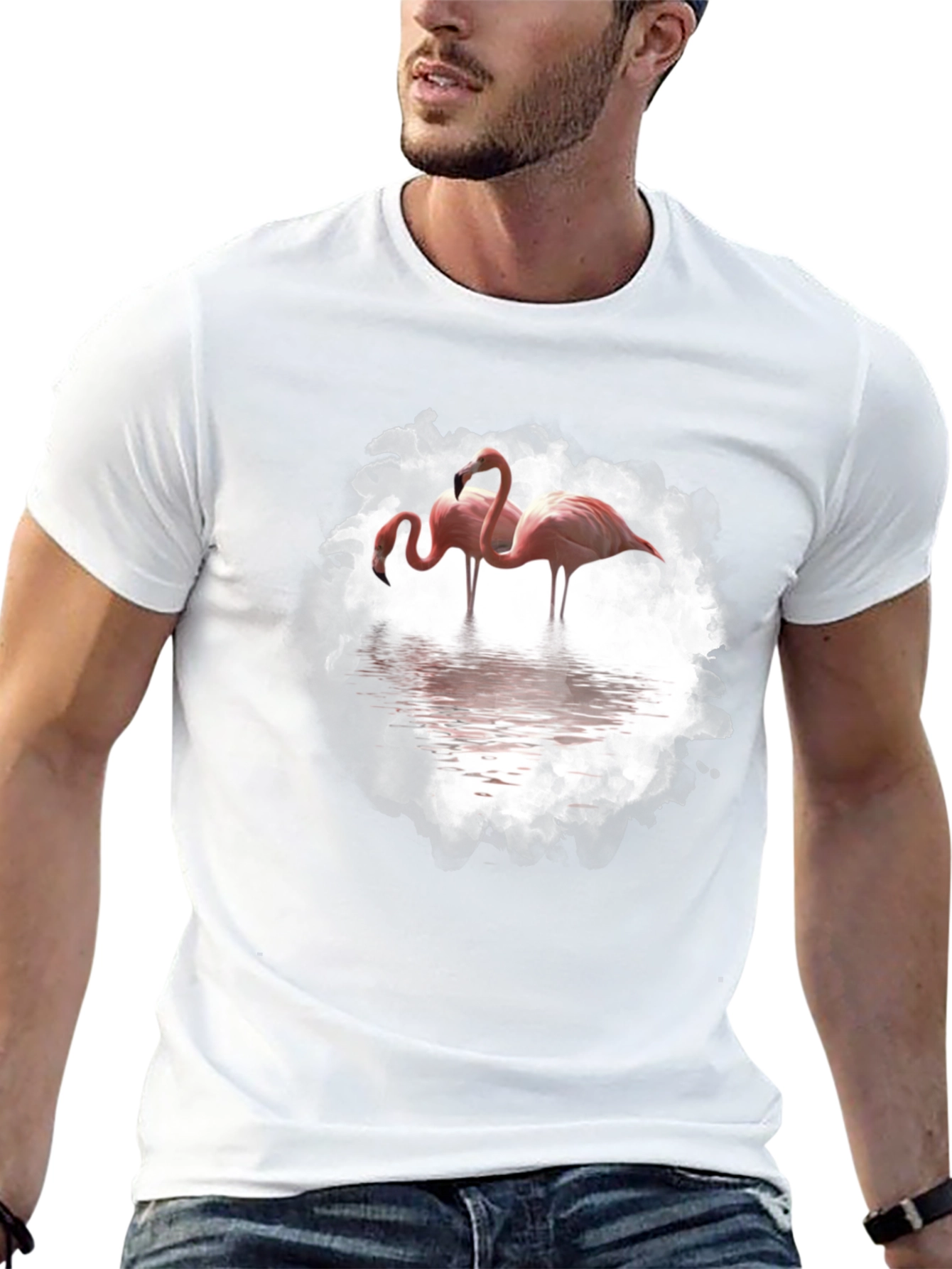 Flamingo Graphic Print Black T-Shirt