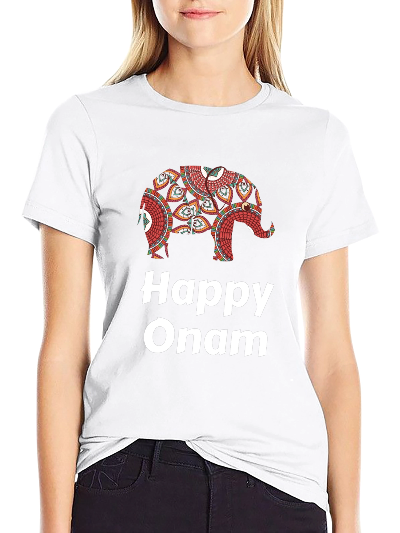 Happy Onam Elephant Graphic T-Shirt