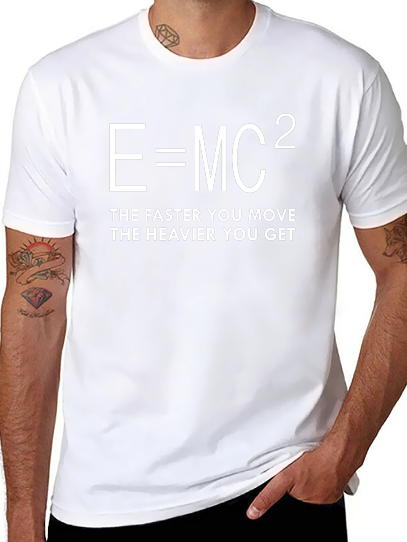 E=MC² T-Shirt - Faster You Move Heavier You Get