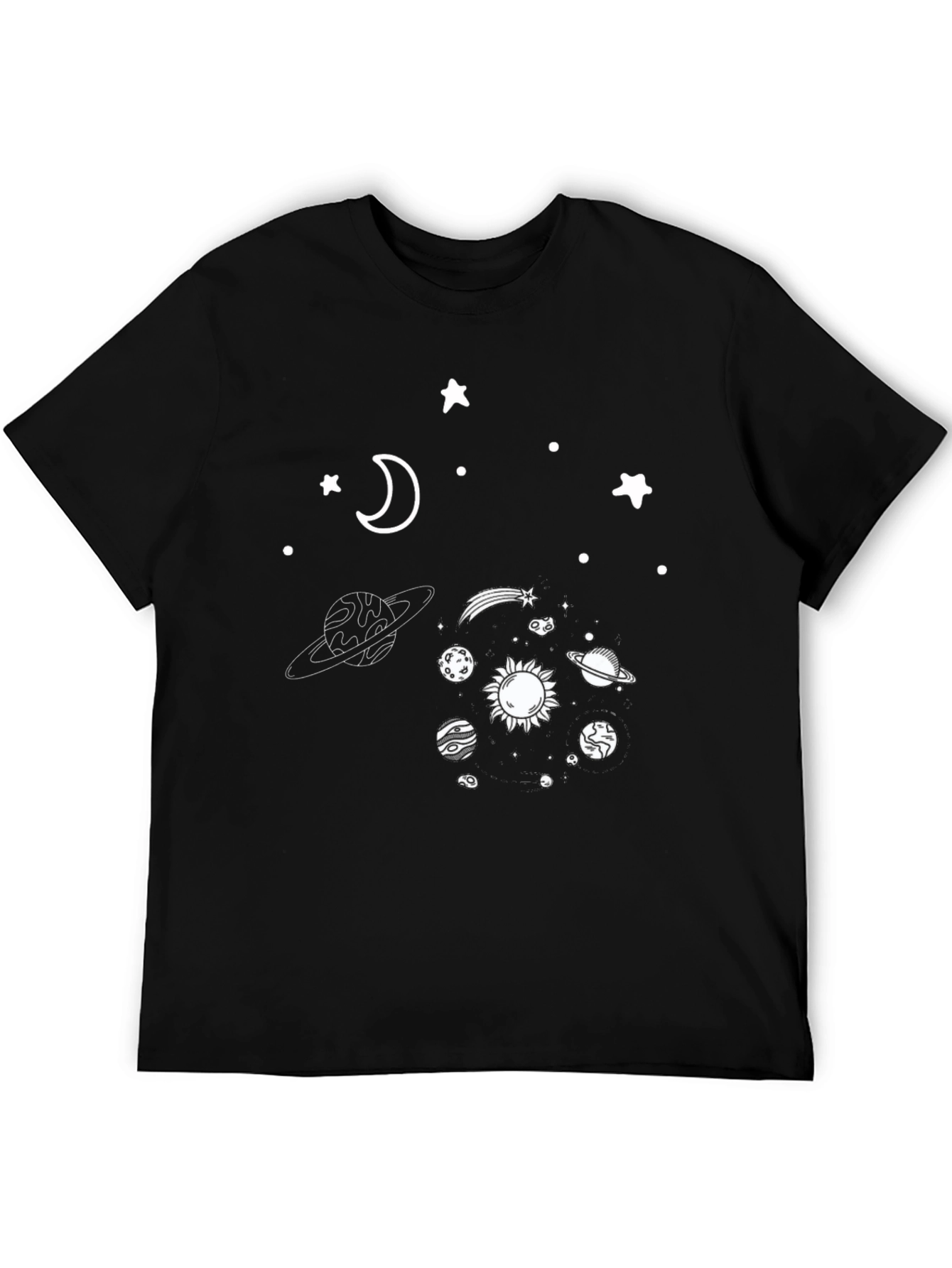 Space Graphic Tee - Black Cotton Galaxy Design
