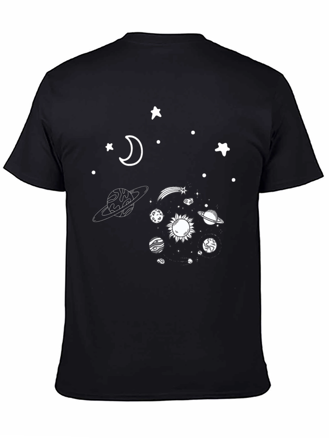 Space Graphic Tee - Black Cotton Galaxy Design