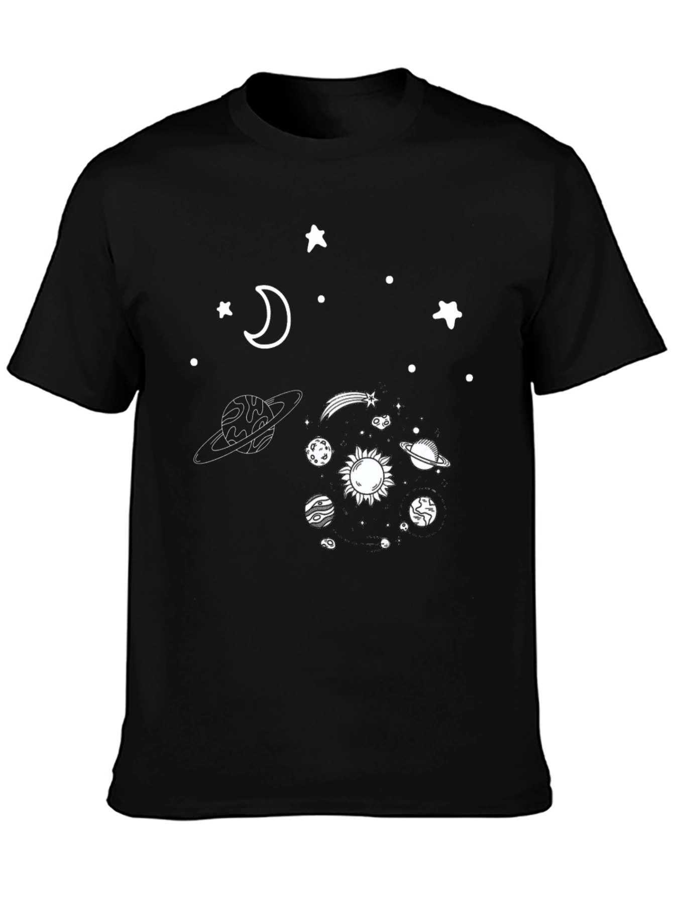 Space Graphic Tee - Black Cotton Galaxy Design
