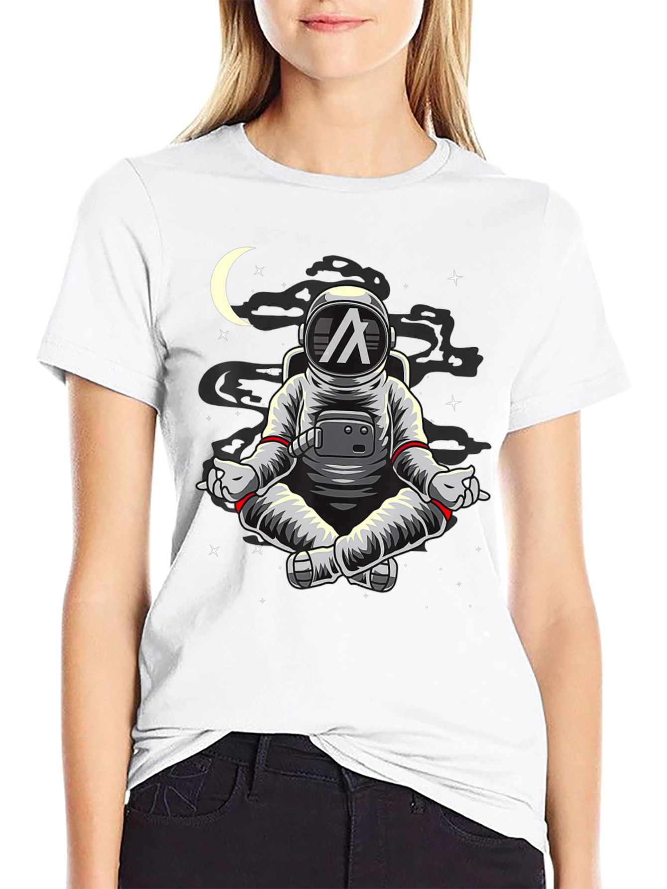Astronaut Meditating T-Shirt - Space Yoga Design