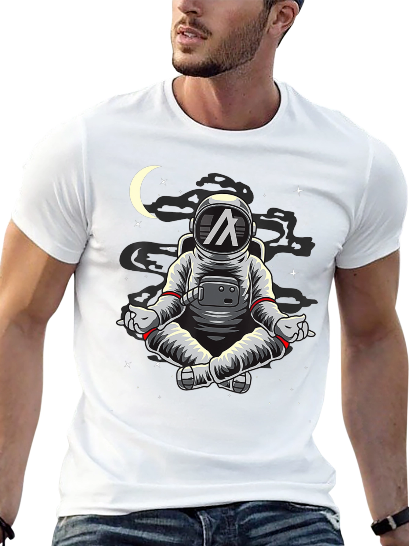 Astronaut Meditating T-Shirt - Space Yoga Design