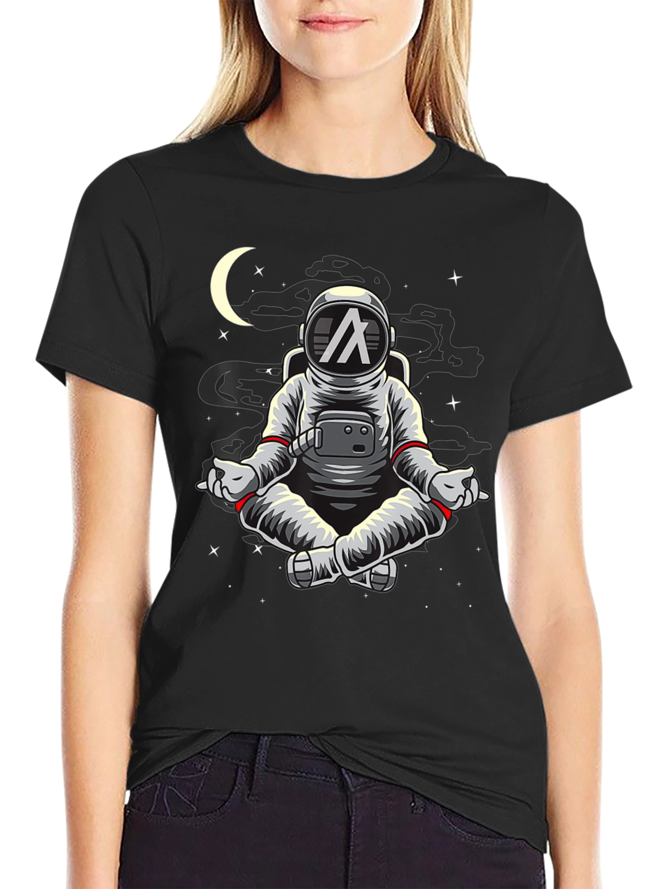 Astronaut Meditating T-Shirt - Space Yoga Design