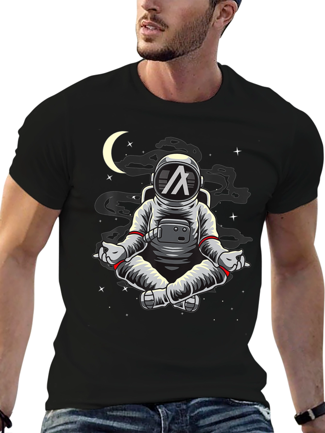 Astronaut Meditating T-Shirt - Space Yoga Design