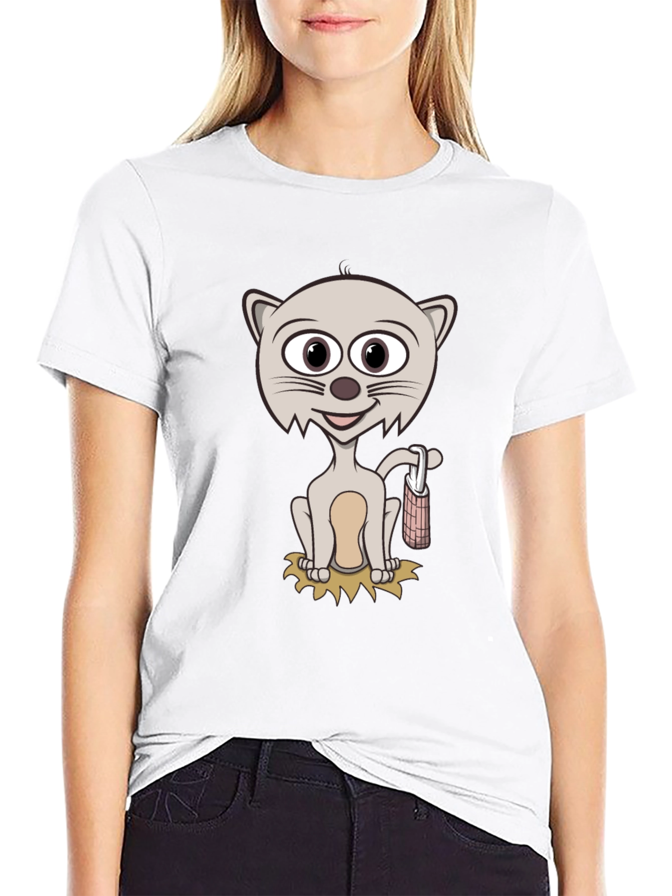 Cartoon Cat T-Shirt - Novelty Graphic Tee