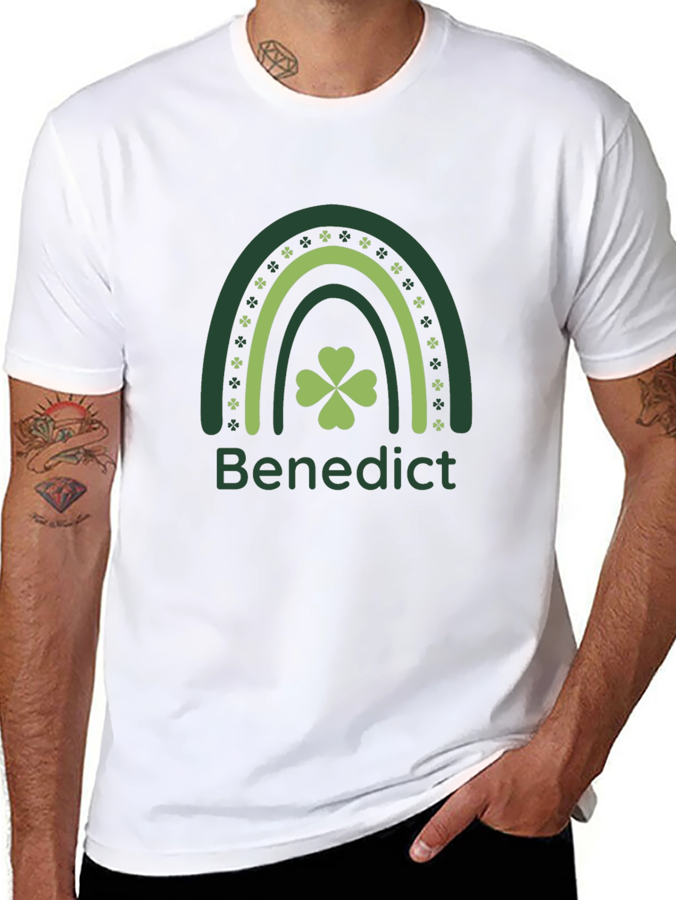 St Patricks Day Benedict Rainbow Shamrock T-Shirt