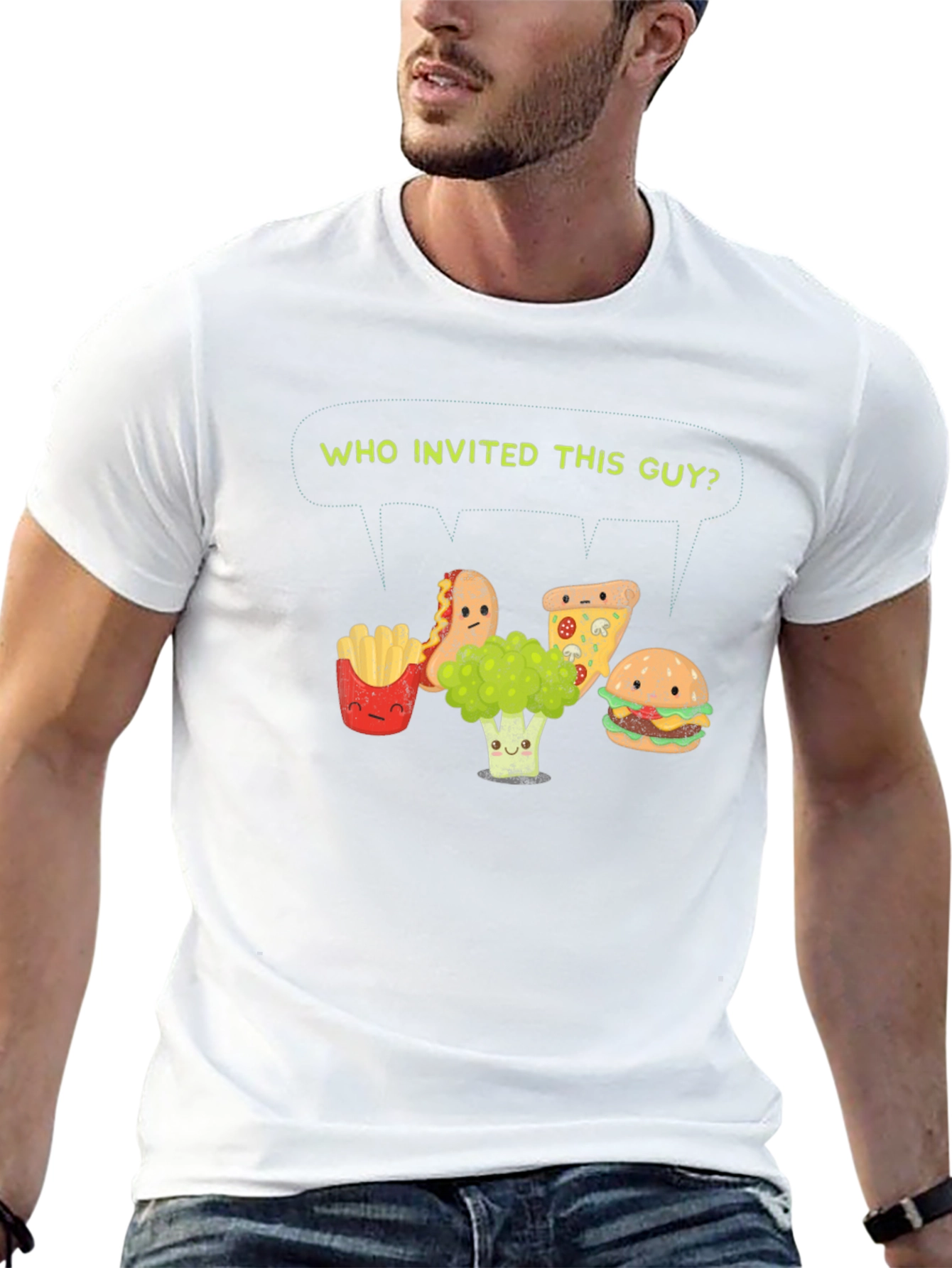 Funny Broccoli T-Shirt - Who Invited This Guy