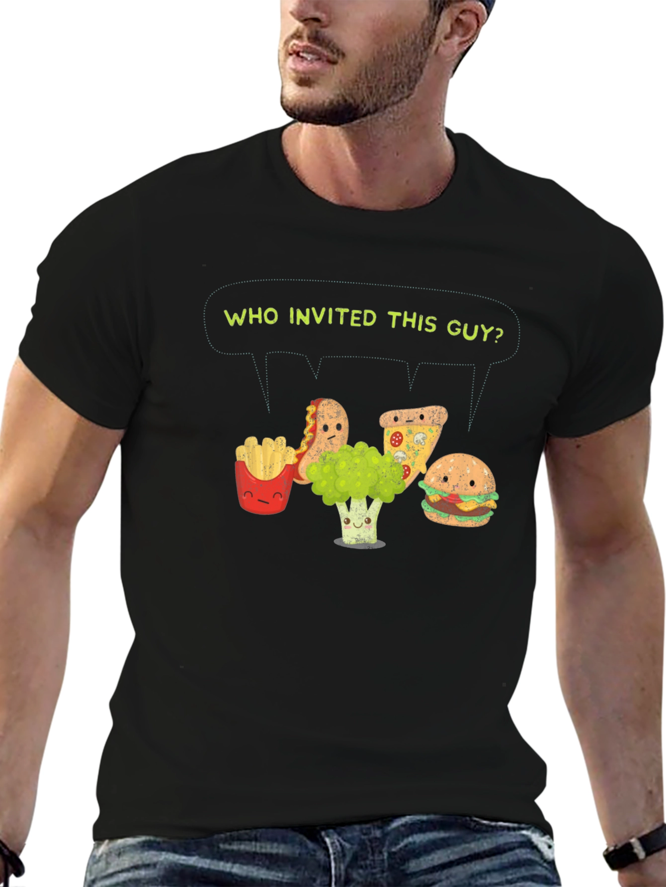 Funny Broccoli T-Shirt - Who Invited This Guy