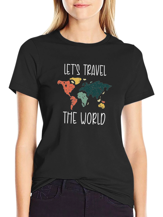 Lets Travel the World Graphic Tee - Black