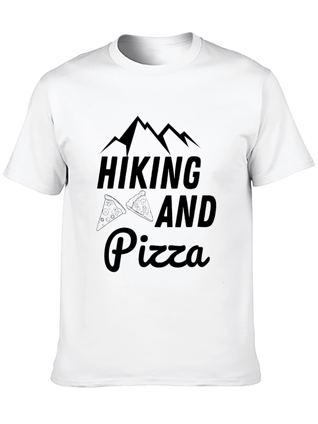 Hiking and Pizza Graphic Tee - Black