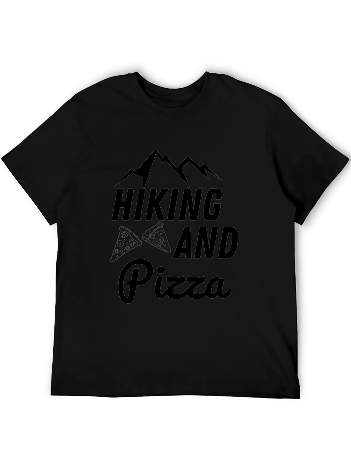 Hiking and Pizza Graphic Tee - Black