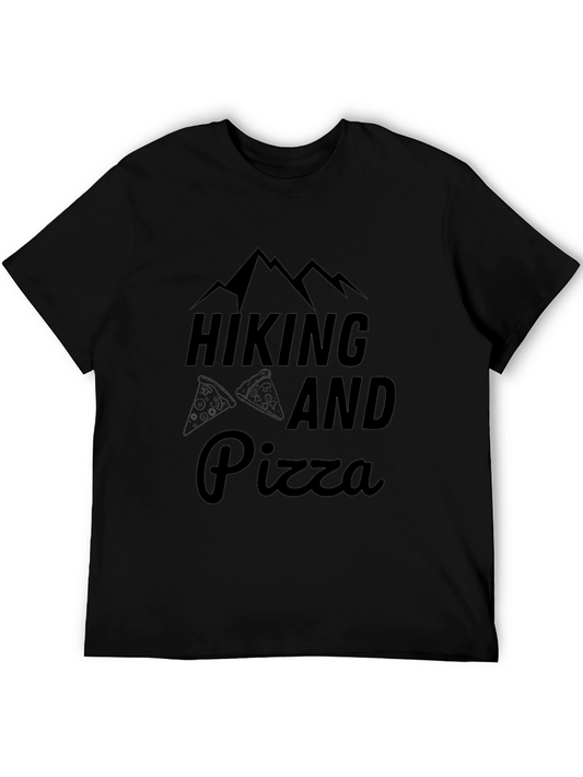 Hiking and Pizza Graphic Tee - Black