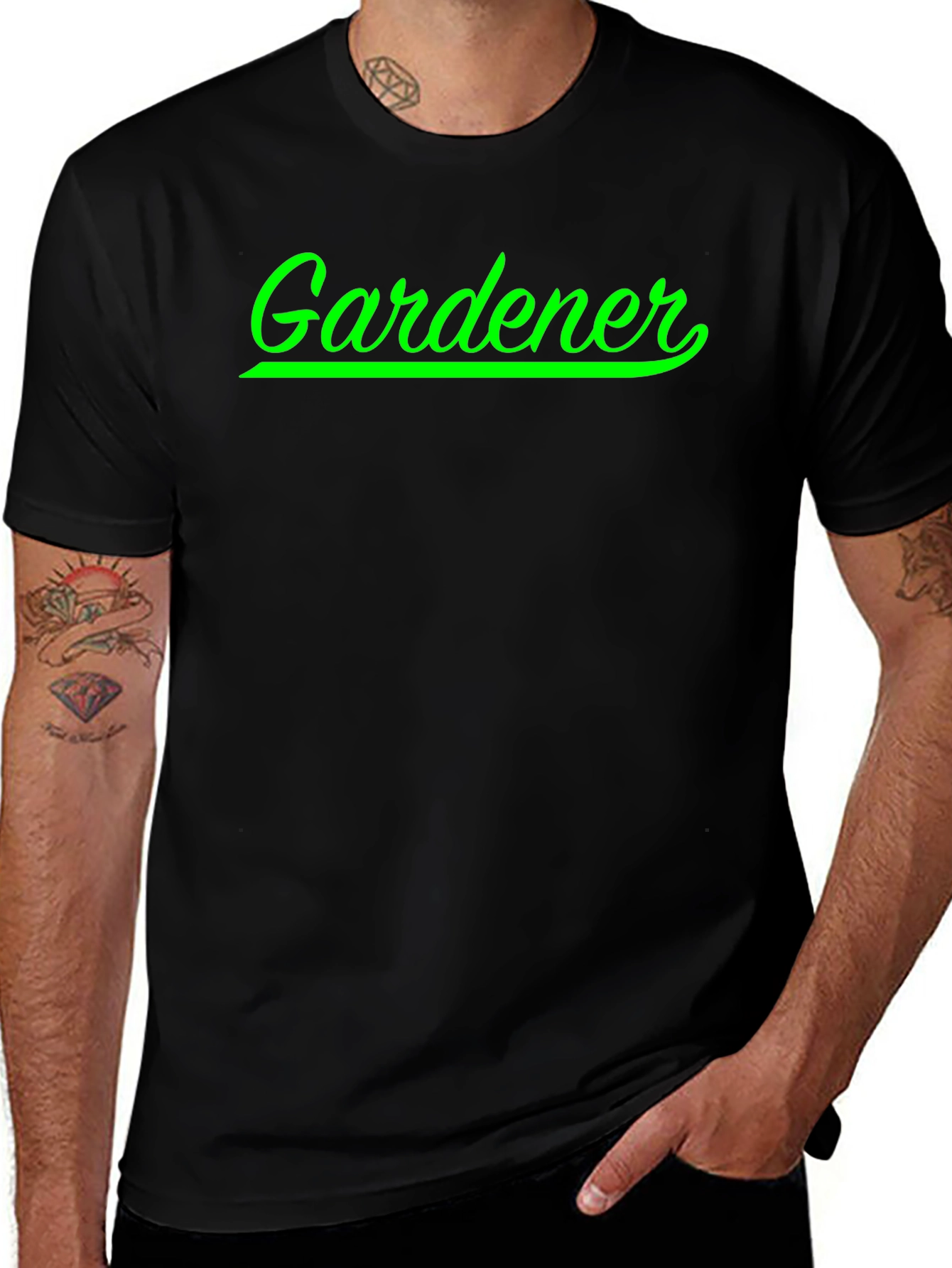 Gardener T-Shirt - Green Script