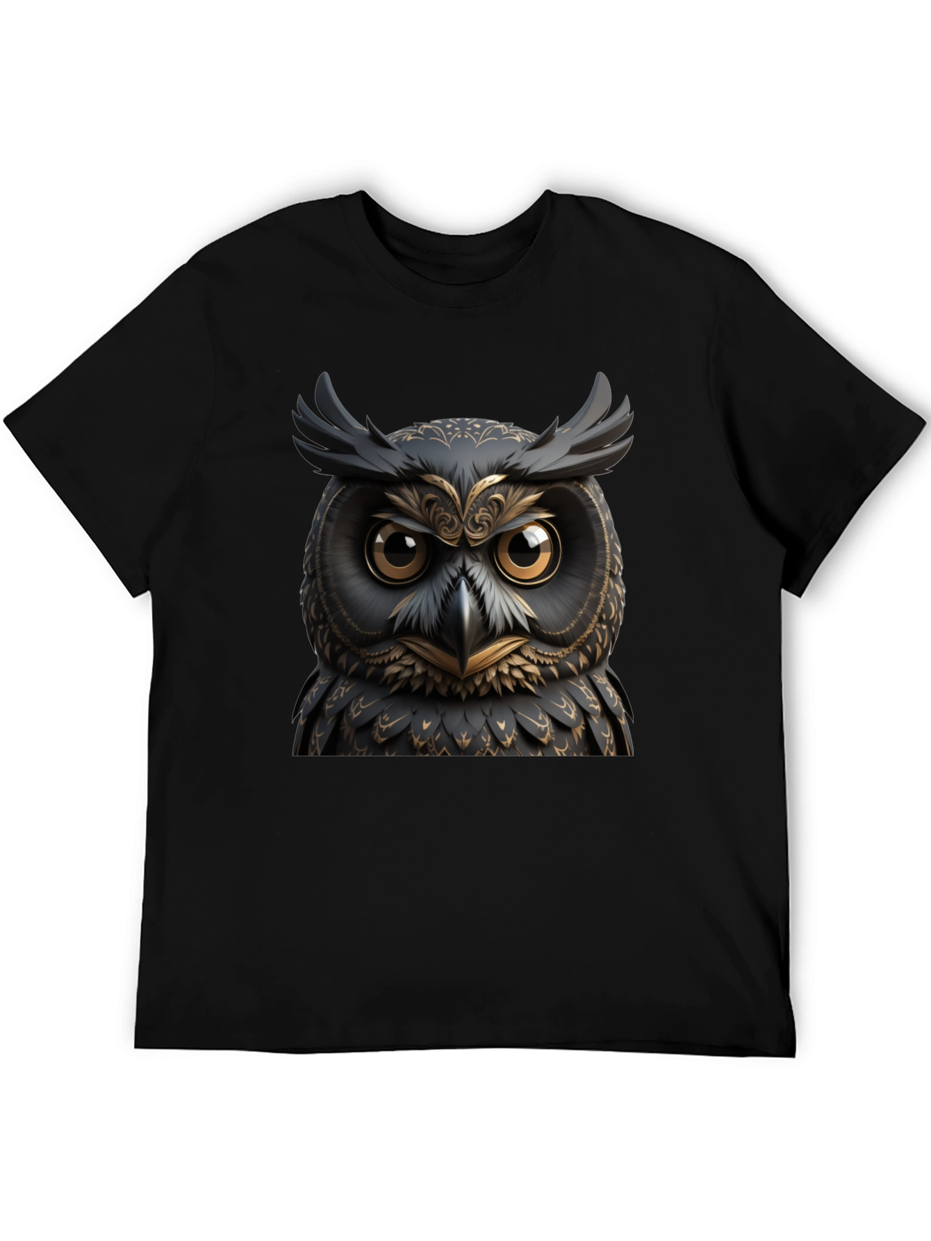 Black Owl Graphic Tee - Unique Animal Design