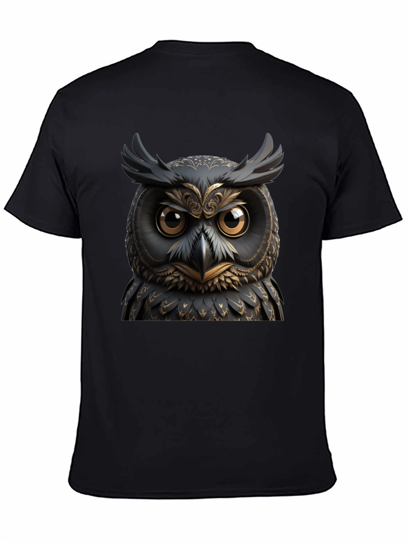 Black Owl Graphic Tee - Unique Animal Design