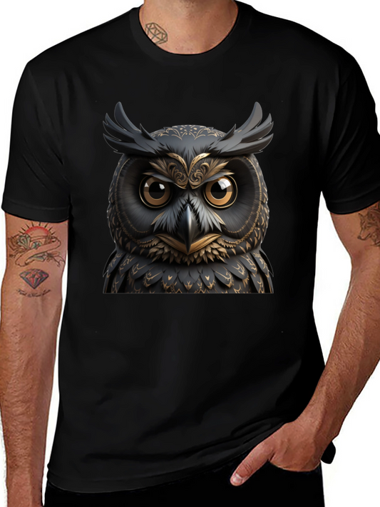 Black Owl Graphic Tee - Unique Animal Design