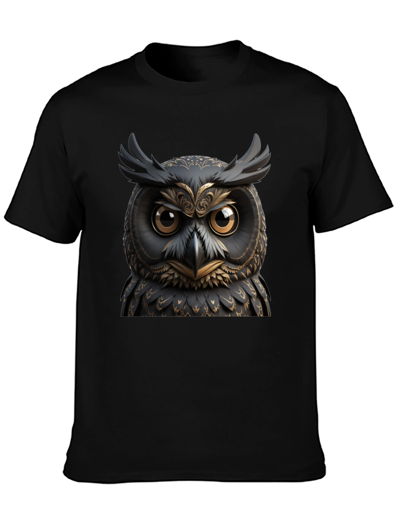 Black Owl Graphic Tee - Unique Animal Design