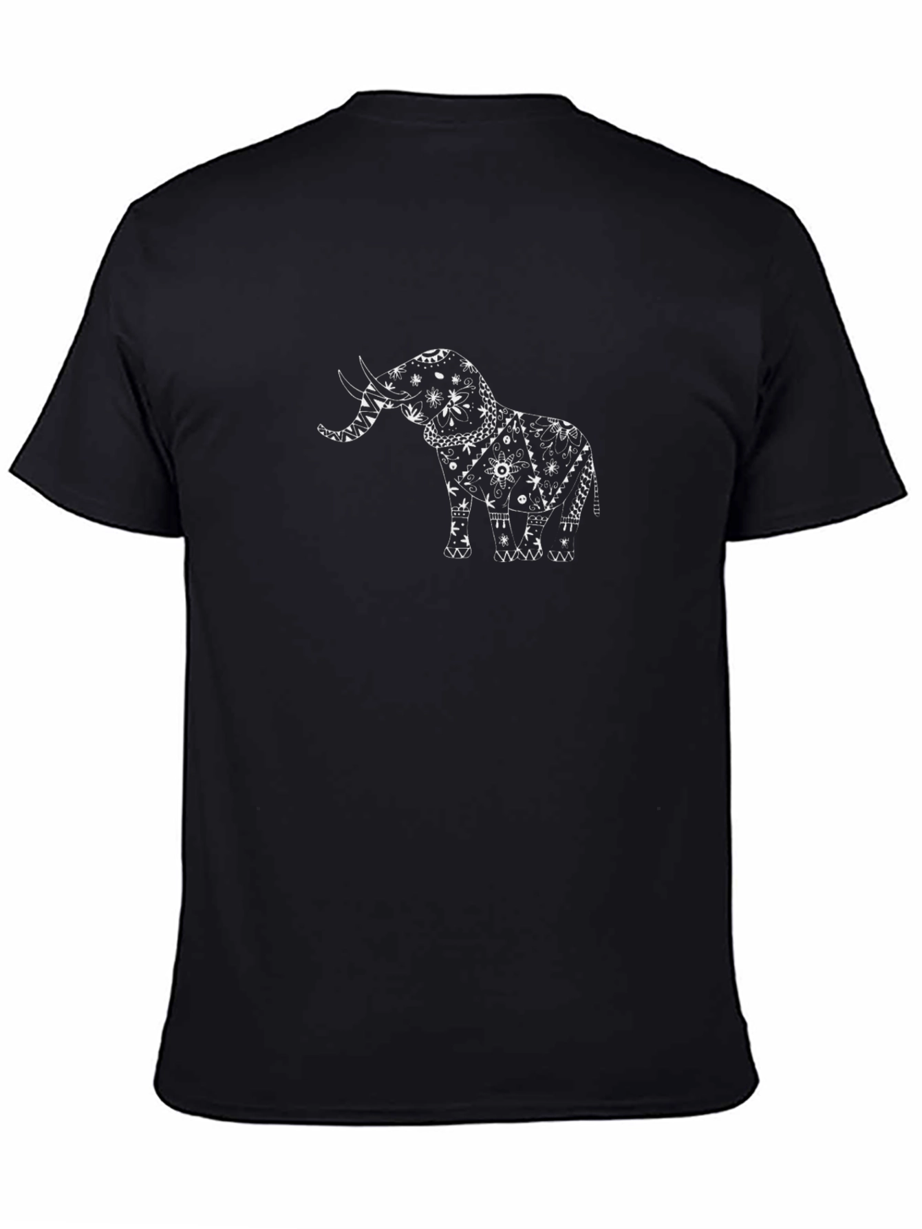 Elephant Patterned Black T-Shirt