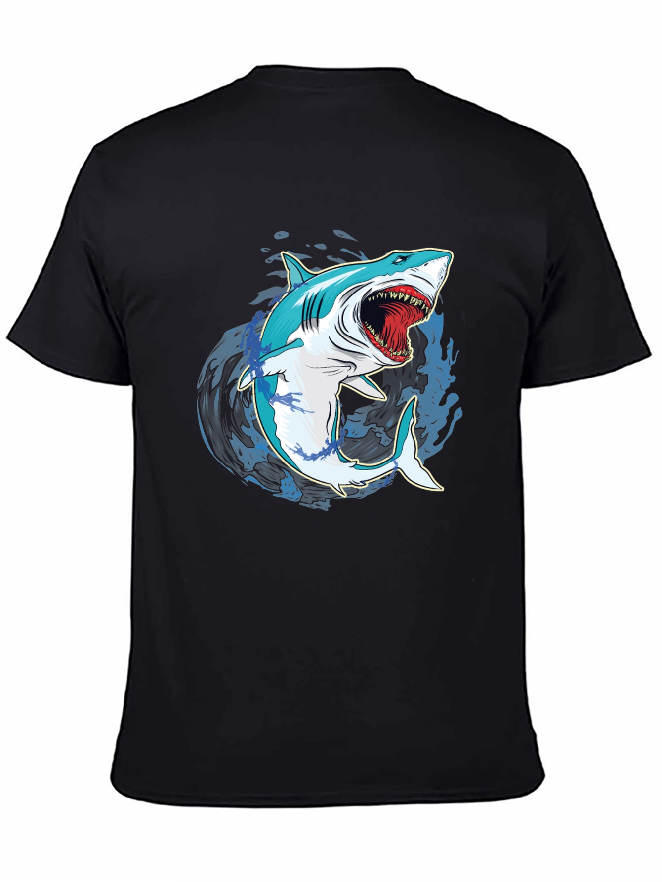 Shark Graphic Print Mens Black T-Shirt