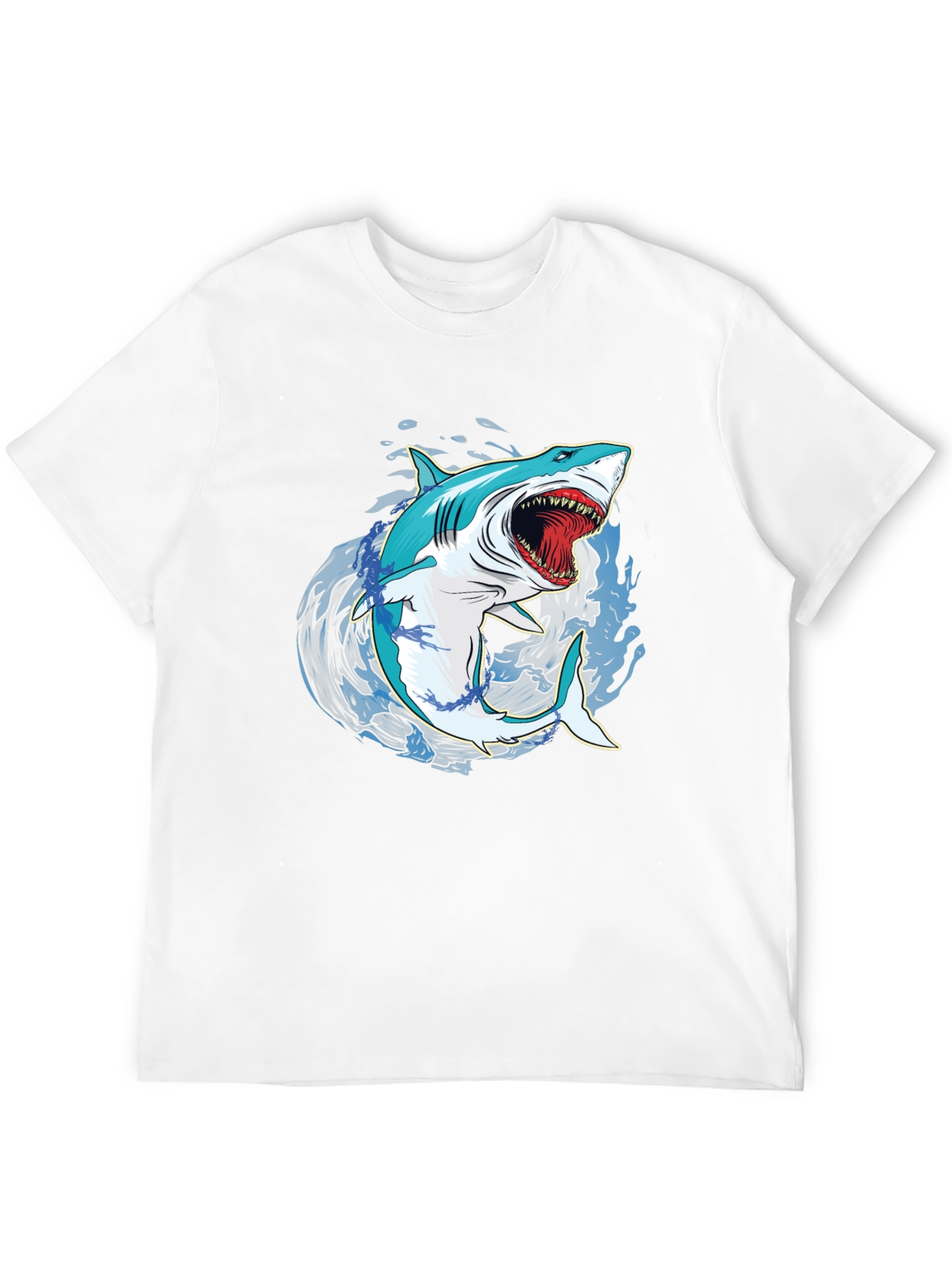 Shark Graphic Print Mens Black T-Shirt
