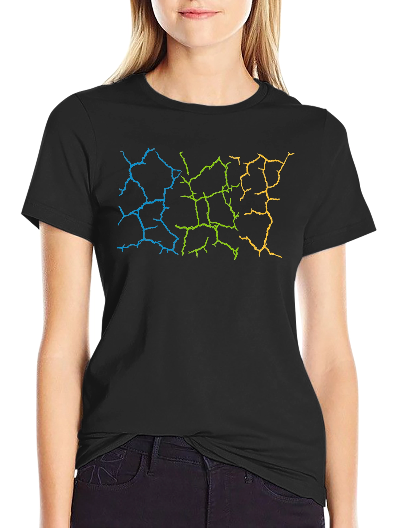 Cracked Earth Graphic Black T-Shirt