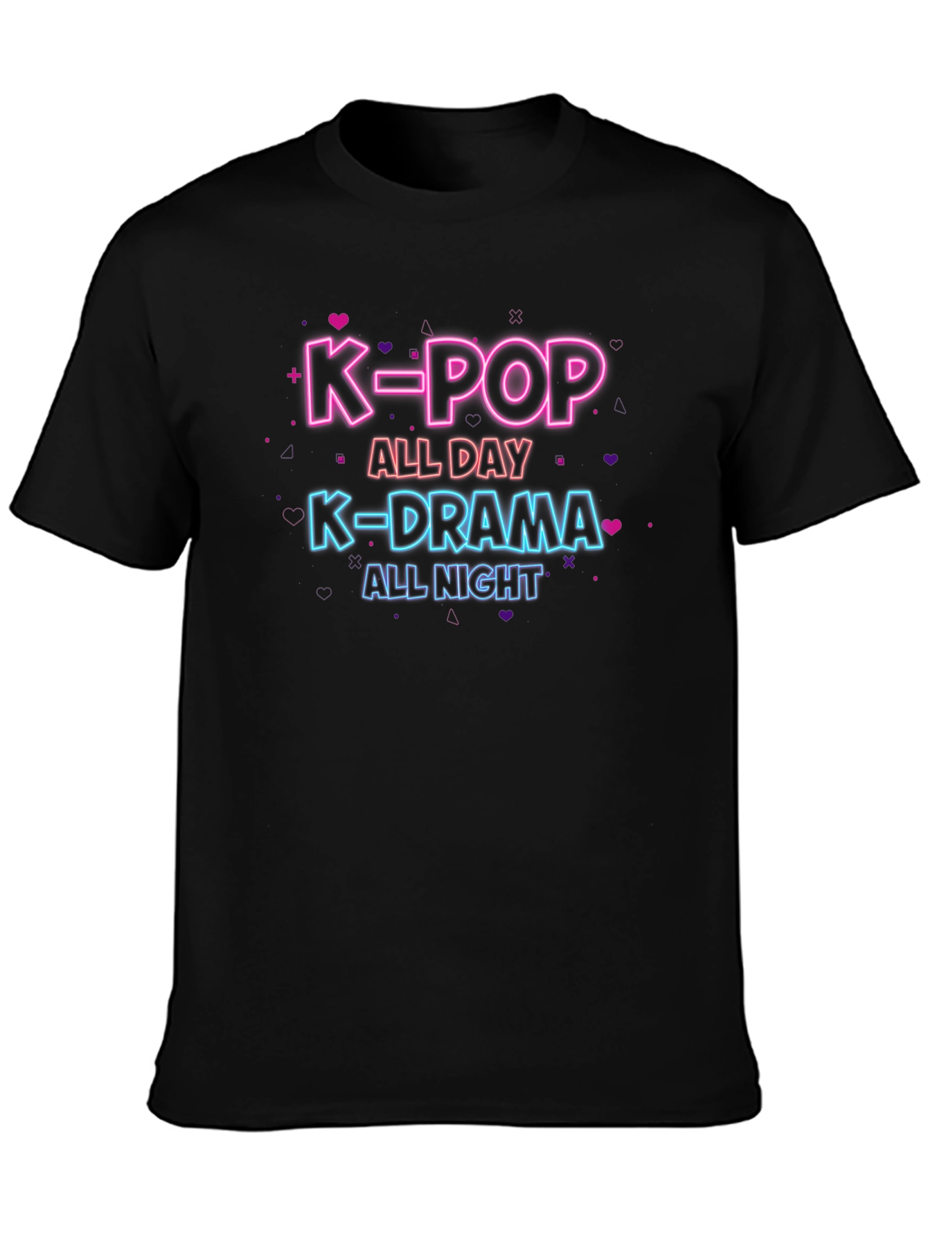 K-Pop All Day K-Drama All Night Black T-Shirt
