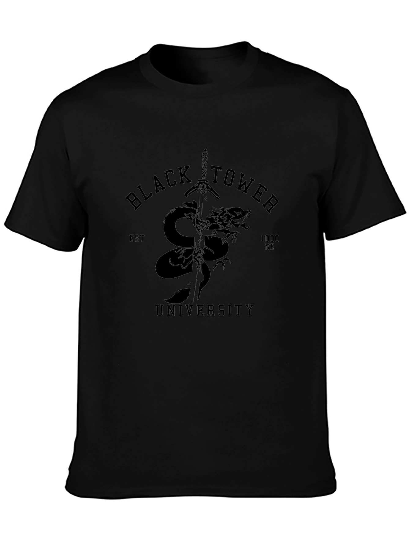 Black Tower University Graphic T-Shirt