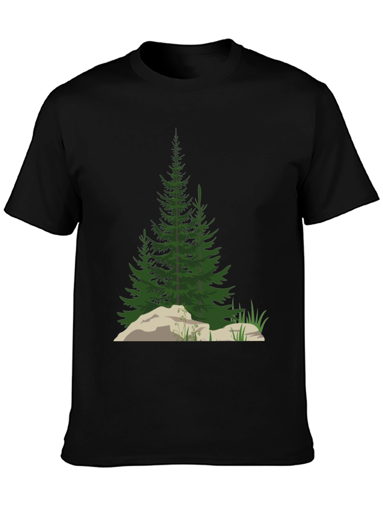 Mens Black Nature Tree Graphic T-Shirt