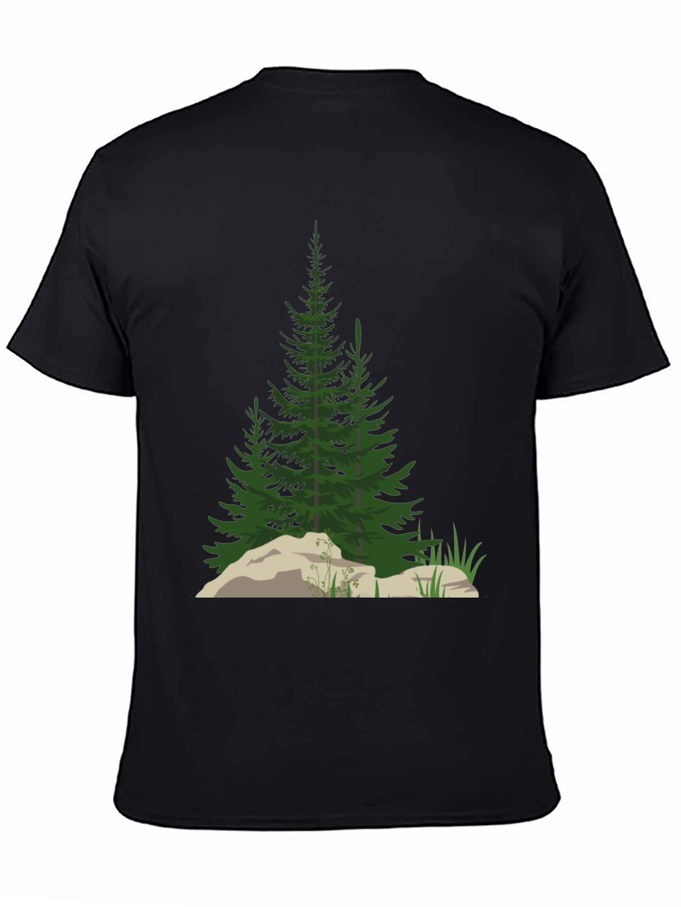 Mens Black Nature Tree Graphic T-Shirt