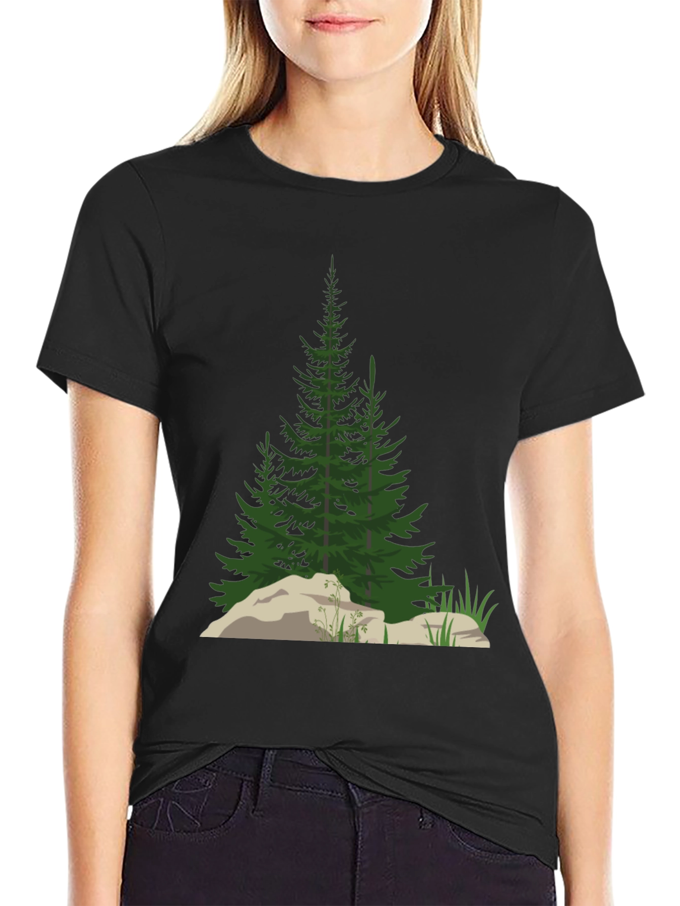 Mens Black Nature Tree Graphic T-Shirt